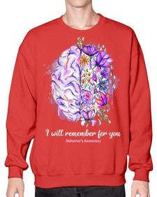 I Will Remember For You Brain Alzheimers Awareness 183# - alzheimers- Sweatshirt - Crew