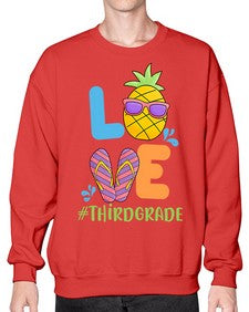 LOVE third Grade Summer Pineapple 527# - third grade- Sweatshirt - Crew