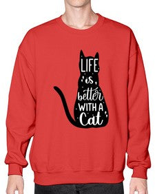 Life Is Better With A Cat Style 98# - cats- Sweatshirt - Crew