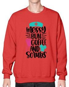 Messy Bun Coffee And Style Style 1097# - nurse- Sweatshirt - Crew