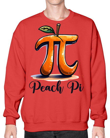 Peach Pi Math Teacher 32# - pi- Sweatshirt - Crew