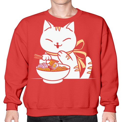 Ramen Cat Kawaii Anime Tee Japanese 280# - anime- Sweatshirt - Crew