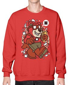 Super bear 236# - cartoon animals- Sweatshirt - Crew