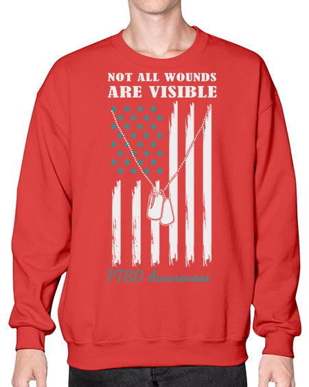 Teal Ribbon Not All Wounds 6# - PTSD- Sweatshirt - Crew