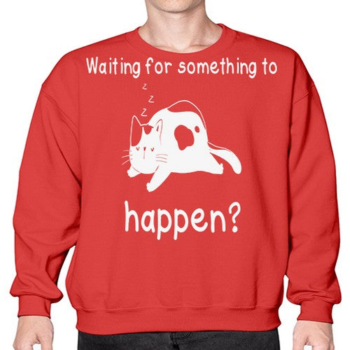 Waiting For Something Sleeping Cat 285# - anime- Sweatshirt - Crew