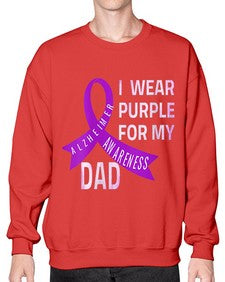 Womens I Wear Purple for My Dad Alzheimers Disease Awareness VNeck 221# - alzheimers- Sweatshirt - Crew