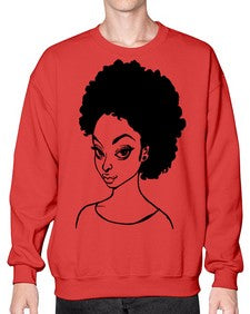 afro woman girl lady 68# - black girls or women- Sweatshirt - Crew