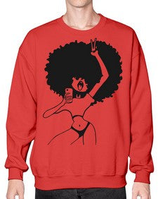 afro woman taking selfie 66# - black girls or women- Sweatshirt - Crew