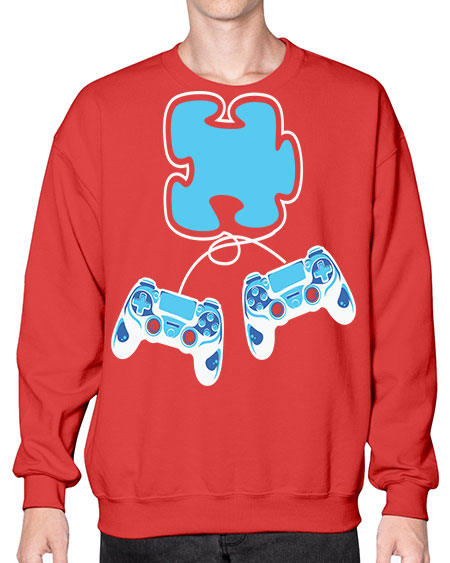 autism awareness gamer puzzle piece 11# - autism- Sweatshirt - Crew