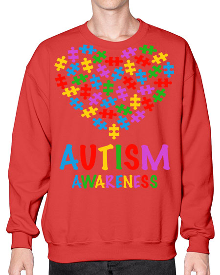 autism awareness heart love puzzle 15# - autism- Sweatshirt - Crew