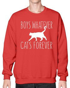boys whatever cats forever - cats- Sweatshirt - Crew