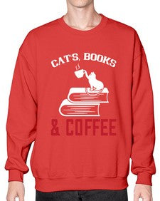 cats book and coffee Style 37# - cats- Sweatshirt - Crew