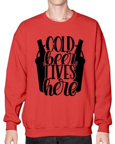cold beer lives here 872# - beer- Sweatshirt - Crew