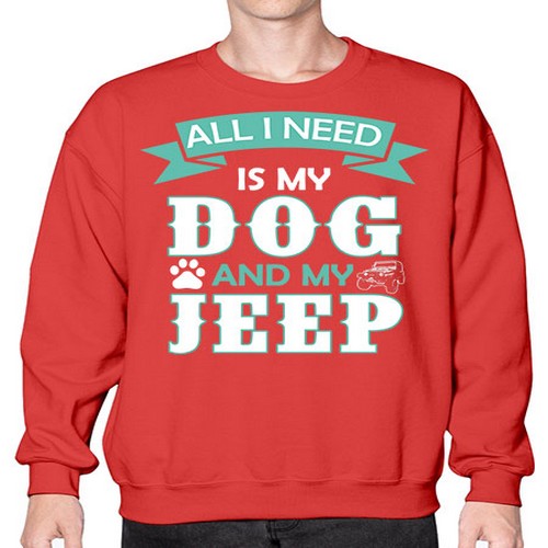 dog and jeep 74# - dogs- Sweatshirt - Crew