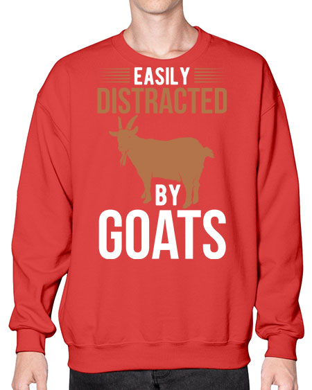 easily distracted by goats Style 5# - goat- Sweatshirt - Crew