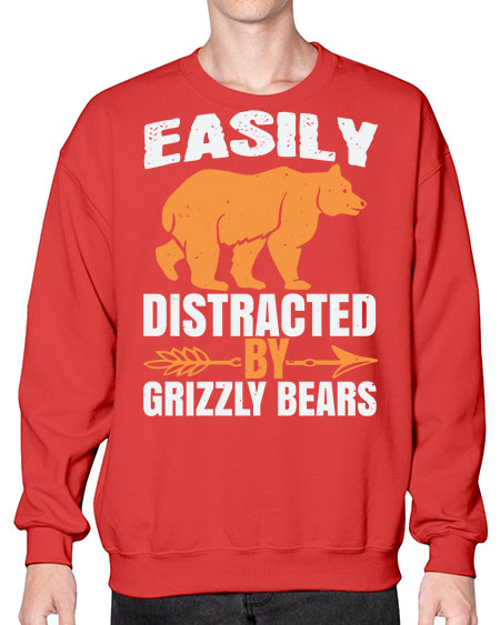 easily distracted by grizzly bears 107# - bears - animals- Sweatshirt - Crew