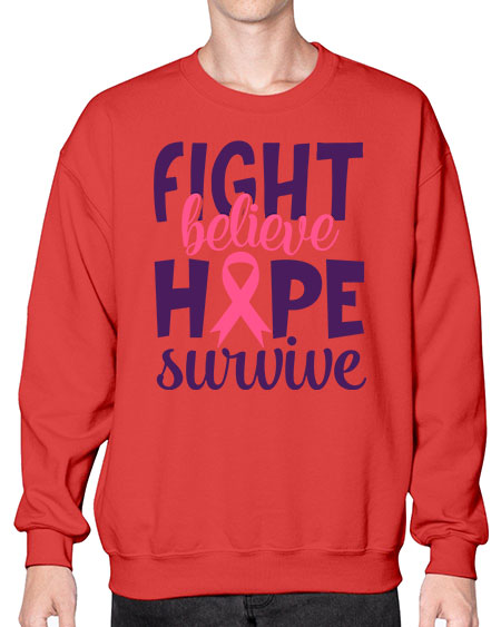 fight believe hope survive Style 13# - breast cancer- Sweatshirt - Crew