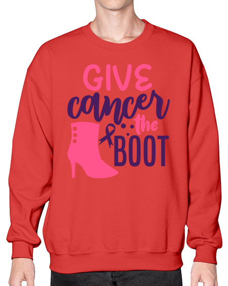 give cancer the boot Style 11# - breast cancer- Sweatshirt - Crew