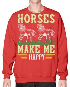 horses make me happy Style 40# - horse- Sweatshirt - Crew