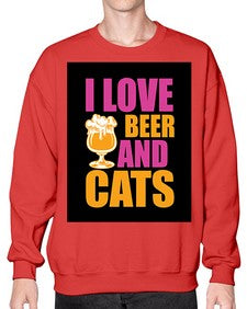 i love beer and cats 1137# - beer- Sweatshirt - Crew