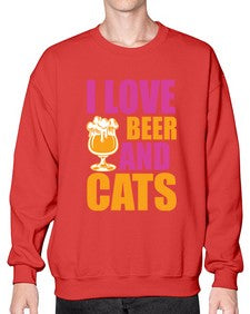 i love beer and cats 1138# - beer- Sweatshirt - Crew