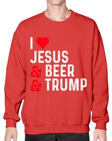 i love jesus beer and trump 1140# - beer- Sweatshirt - Crew