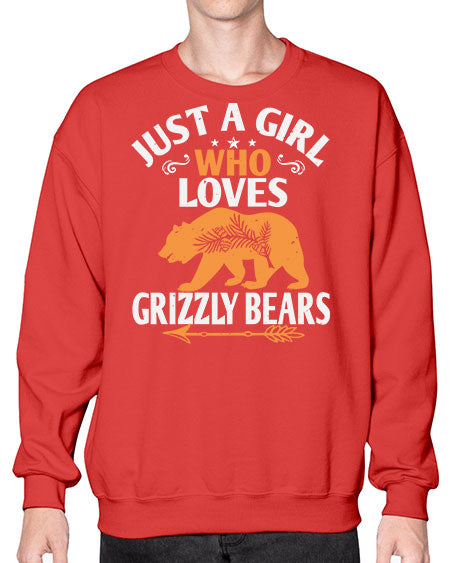 just a girl who loves grizzly bears 159# - bears - animals- Sweatshirt - Crew