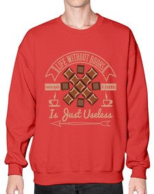 life without books chocolate coffee is just useless 318# - chocolate- Sweatshirt - Crew