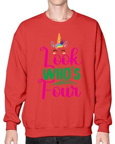 look whos four 261# - unicorn- Sweatshirt - Crew
