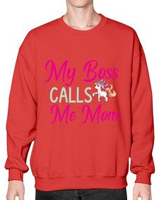 my boss calls me mom 313# - unicorn- Sweatshirt - Crew