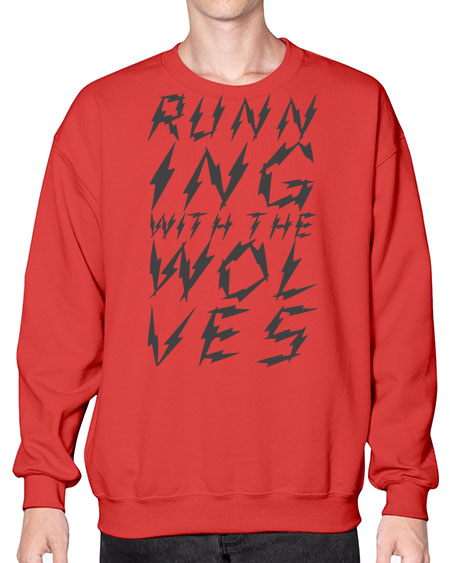 running with the wolves - wolf- Sweatshirt - Crew