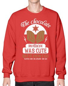 the chocolate mustache was cute but it didnt go with his blonde head 415# - chocolate- Sweatshirt - Crew