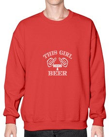 this girl needs a beer 1644# - beer- Sweatshirt - Crew