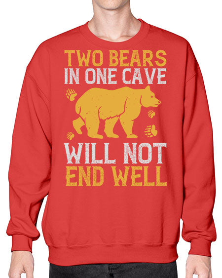 two bears in one cave will not end well 279# - bears - animals- Sweatshirt - Crew