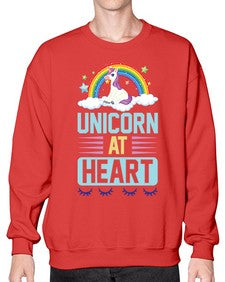 unicorn at heart 448# - unicorn- Sweatshirt - Crew