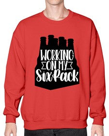 working on my six pack 1789# - beer- Sweatshirt - Crew