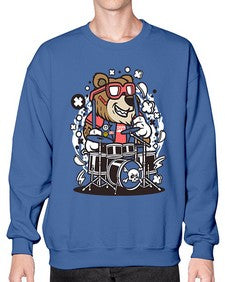 Bear drummer 14# - cartoon animals- Sweatshirt - Crew