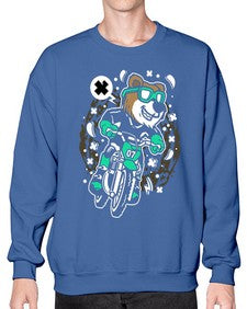 Bear motocross rider 15# - cartoon animals- Sweatshirt - Crew