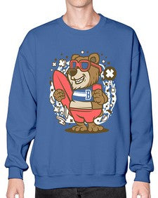 Bear surfing 17# - cartoon animals- Sweatshirt - Crew