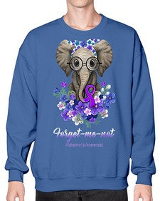 Forget me not Alzheimers Awareness Elephant Flower 150# - alzheimers- Sweatshirt - Crew