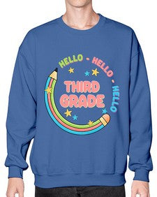 Hello third Grade Pencil 346# - third grade- Sweatshirt - Crew