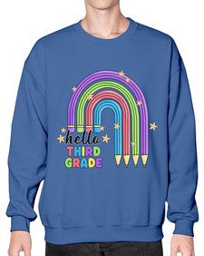 Hello third Grade Pencil Rainbow 347# - third grade- Sweatshirt - Crew