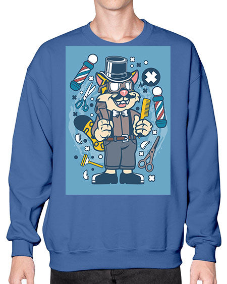 Hipster Barber Leopard835# - barber- Sweatshirt - Crew