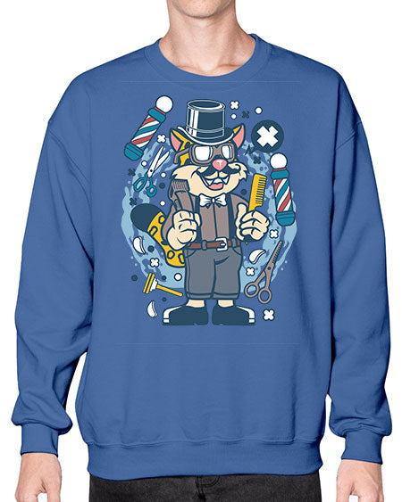 Hipster Barber Leopard836# - barber- Sweatshirt - Crew