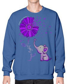 Hope Fight Cure Elephant Alzheimers Purple Ribbon 160# - alzheimers- Sweatshirt - Crew
