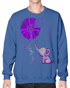 Hope Fight Cure Elephant Alzheimers Purple Ribbon 161# - alzheimers- Sweatshirt - Crew