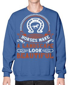 Horses make a landscape look beautiful Style 42# - horse- Sweatshirt - Crew