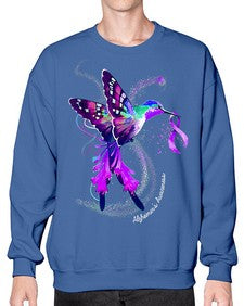Hummingbird Holding Purple Ribbon Alzheimers Awareness 166# - alzheimers- Sweatshirt - Crew
