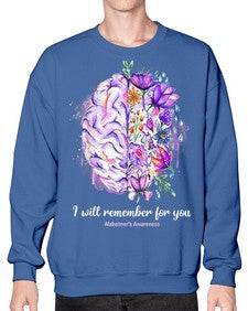 I Will Remember For You Brain Alzheimers Awareness 183# - alzheimers- Sweatshirt - Crew