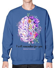 I Will Remember For You Brain Alzheimers Awareness 184# - alzheimers- Sweatshirt - Crew